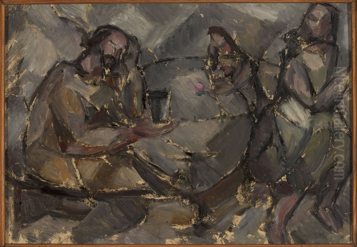 In a wine bar Oil Painting by Tadeusz Makowski