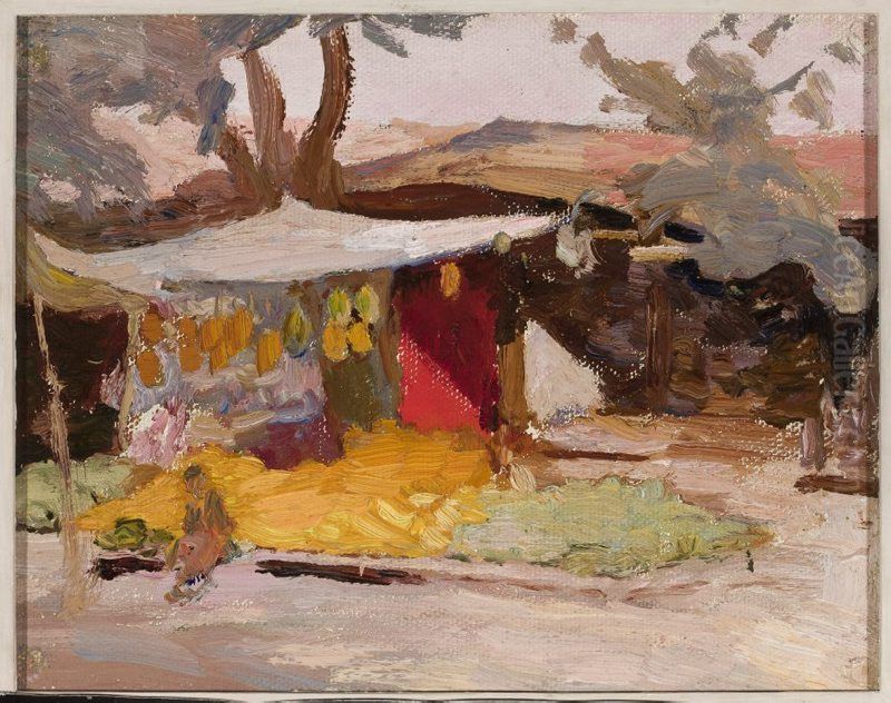 Fruit market. From the journey to Turkestan Oil Painting by Jan Ciaglinski