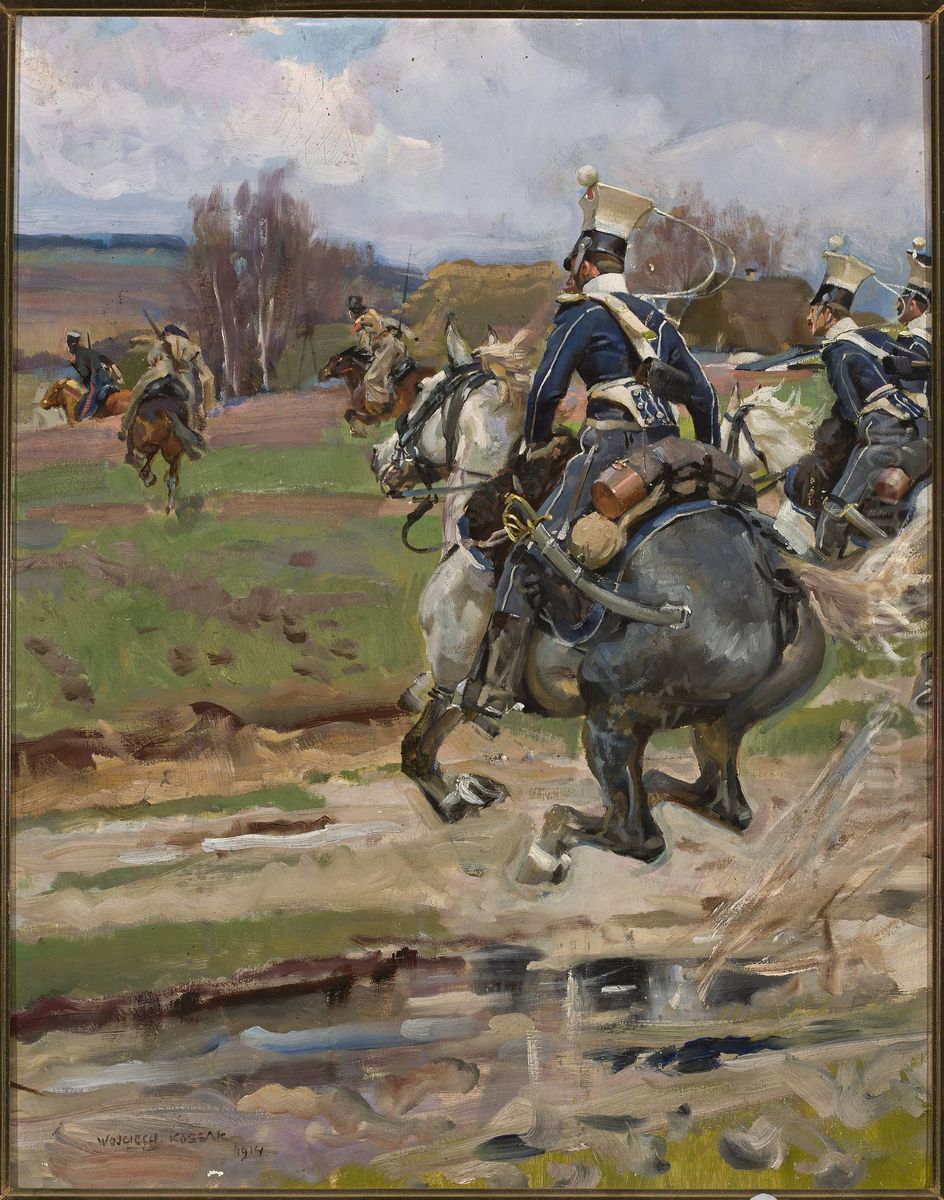 Uhlans Oil Painting by Wojciech Kossak