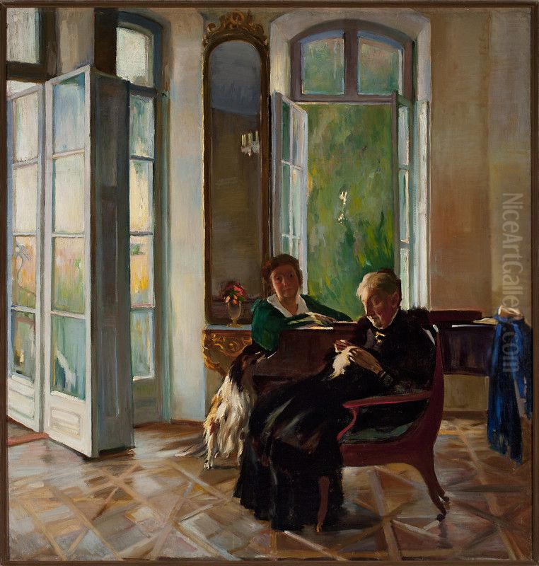 Music room interior in Peremyl Oil Painting by Konrad Krzyzanowski