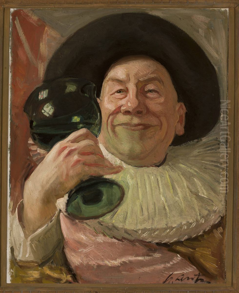 Self-portrait in the style of Frans Hals Oil Painting by Stanislaw Lentz