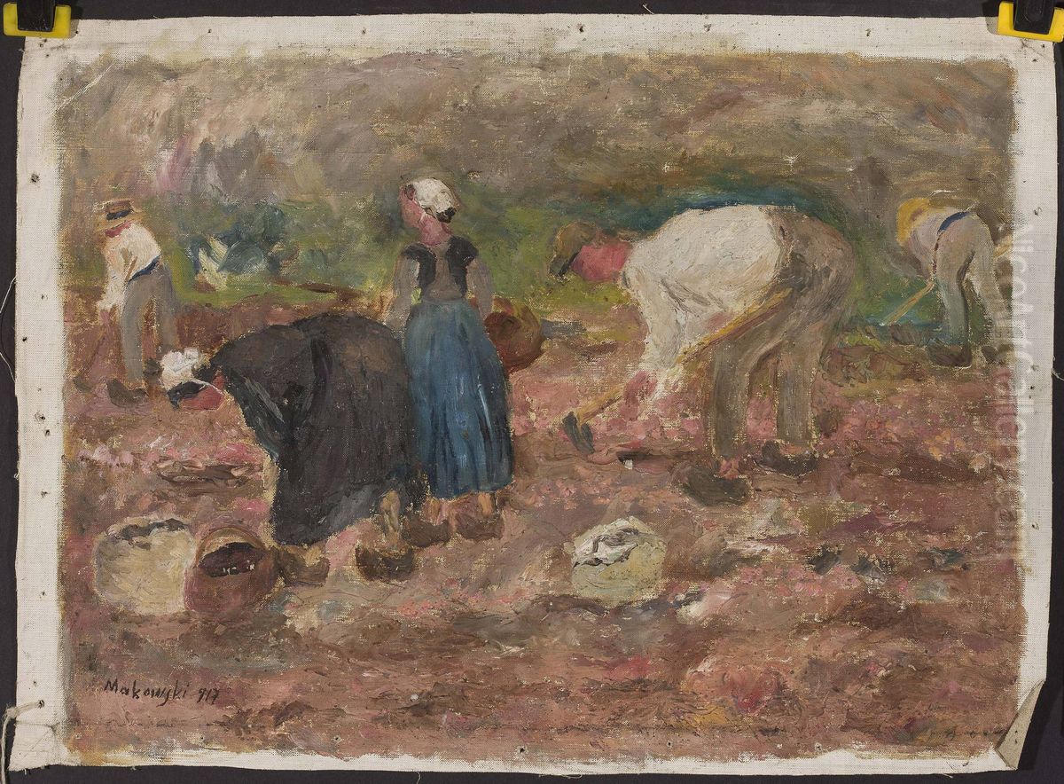 Digging potatoes Oil Painting by Tadeusz Makowski