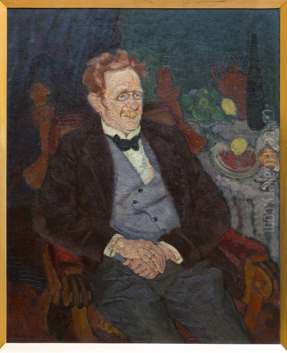 Portrait of director Karl Masner Oil Painting by Fryderyk Pautsch