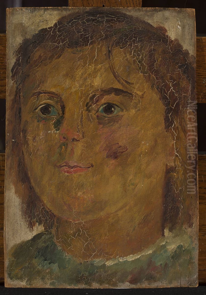 Portrait study of a little girl Oil Painting by Tadeusz Makowski