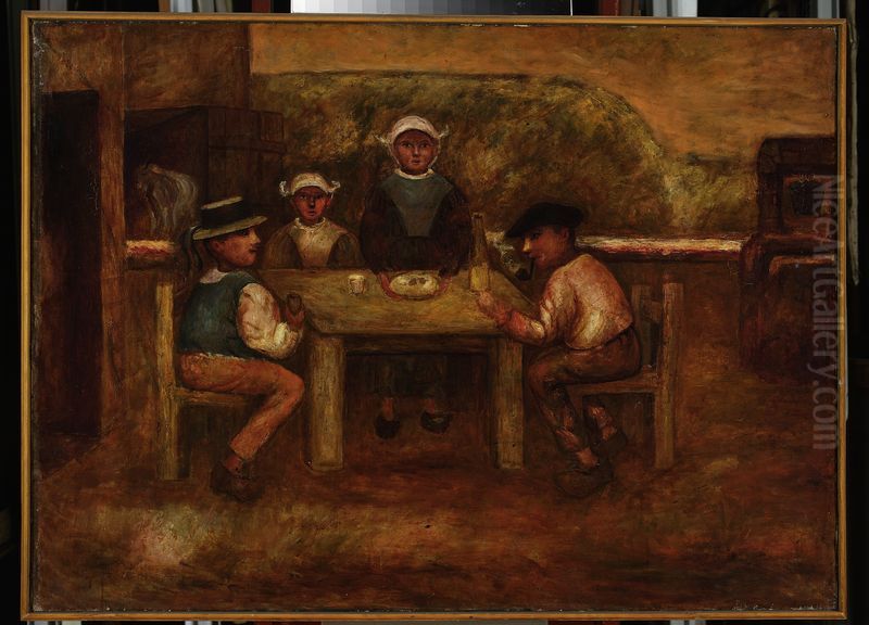 Peasants' meal Oil Painting by Tadeusz Makowski