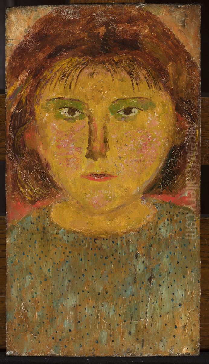 Little girl with a fringe Oil Painting by Tadeusz Makowski