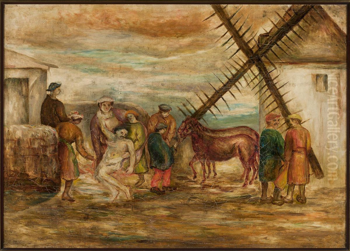 Good Samaritan Oil Painting by Tadeusz Makowski