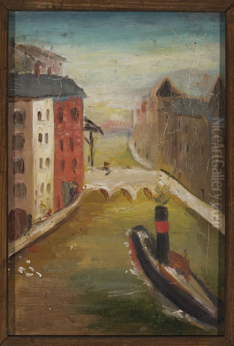 Ship in a city Oil Painting by Tadeusz Makowski