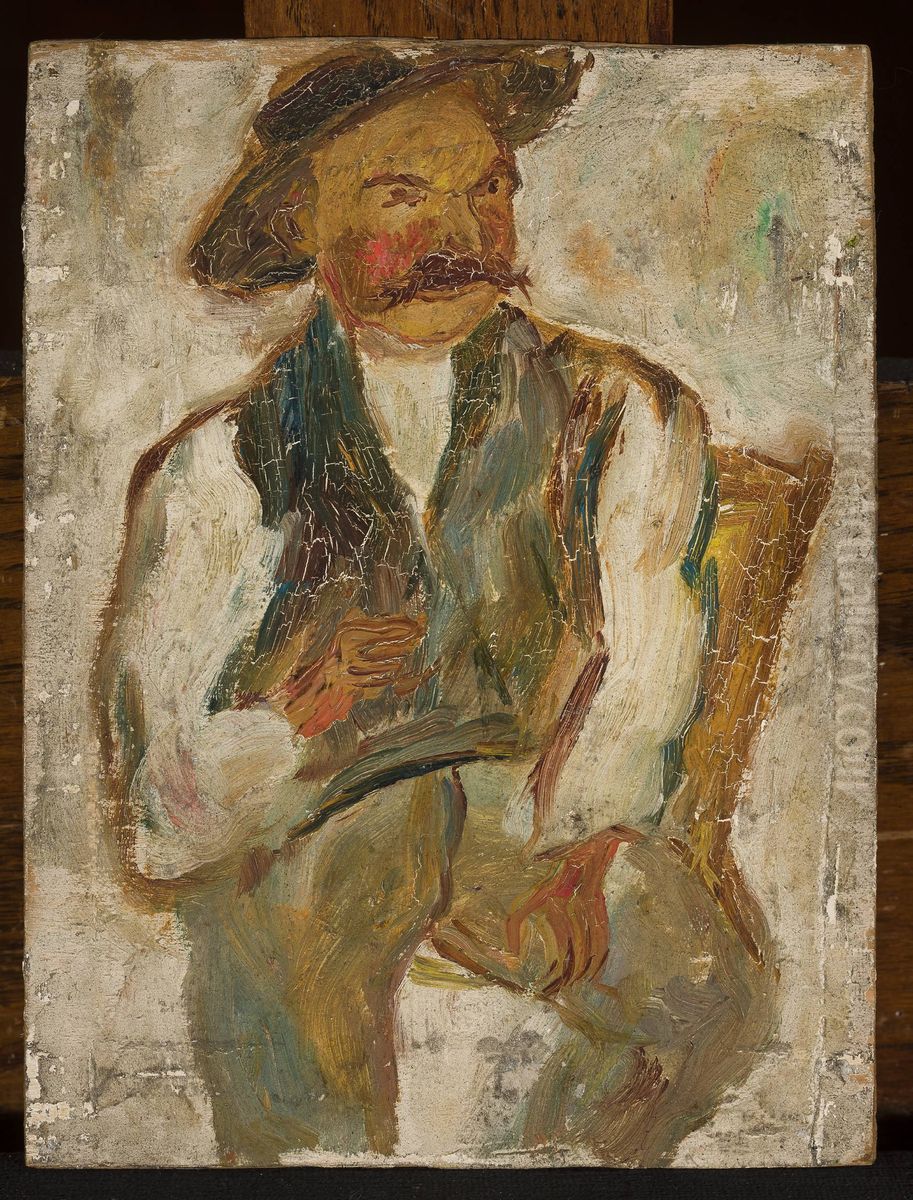 Study of a peasant in a hat Oil Painting by Tadeusz Makowski