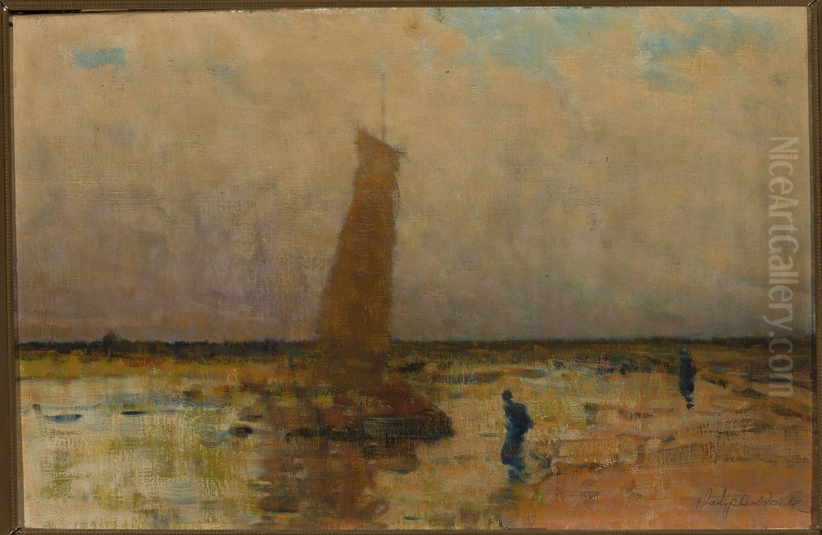 Sail boat at the sea coast Oil Painting by Wladyslaw Wankie