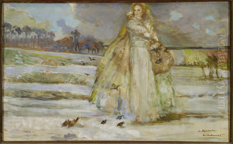 St Agnes Oil Painting by Jacek Malczewski