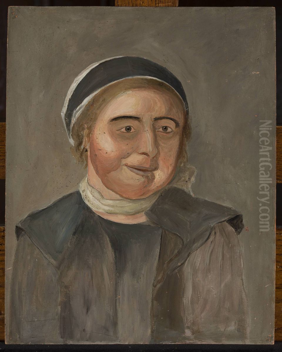 Study of a woman in a black and white cap Oil Painting by Tadeusz Makowski