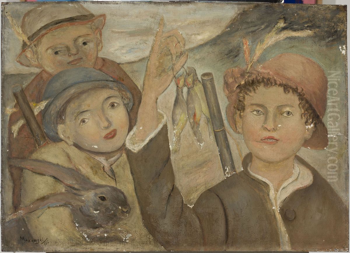 Hunting game Oil Painting by Tadeusz Makowski