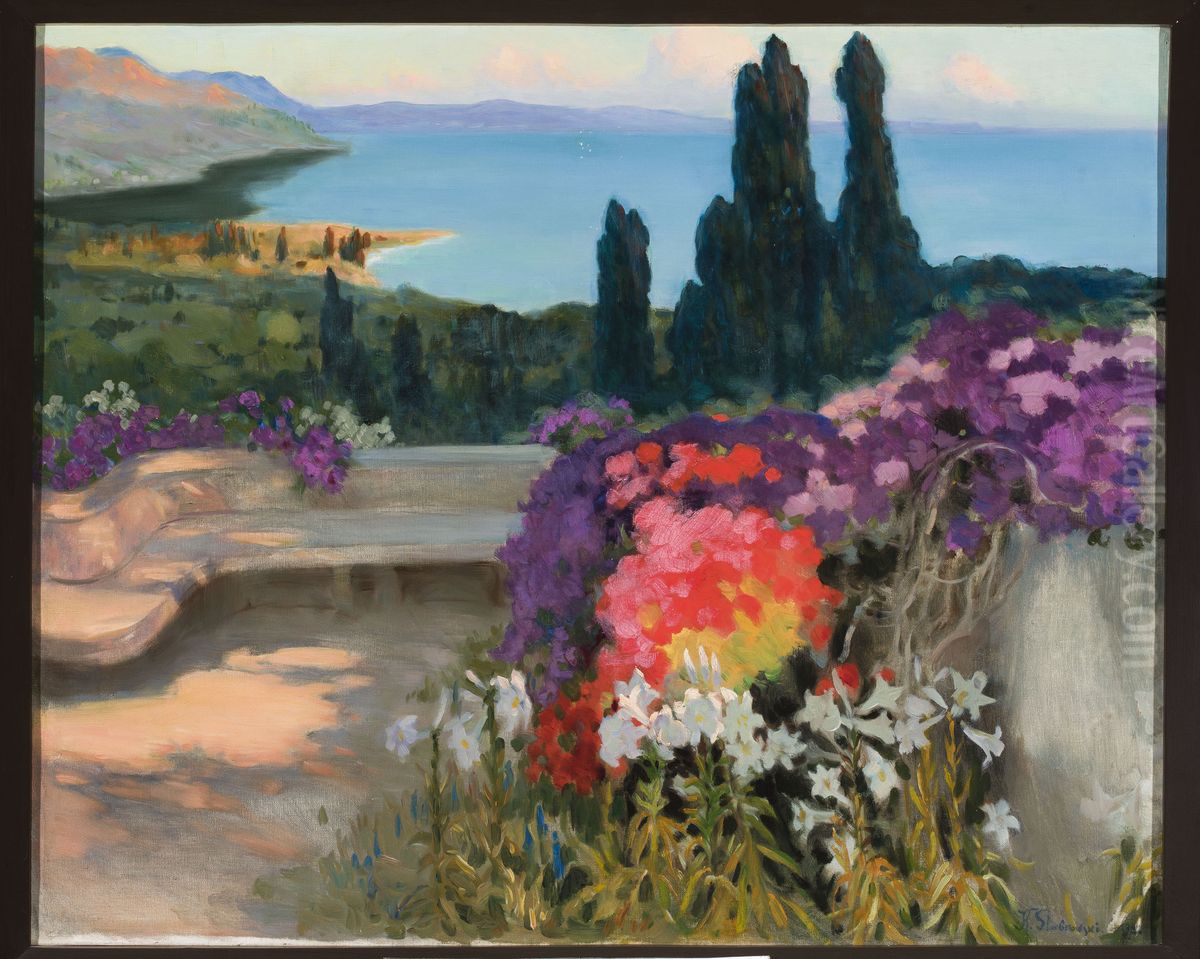 Southern landscape - Taormina Oil Painting by Kazimierz Stabrowski