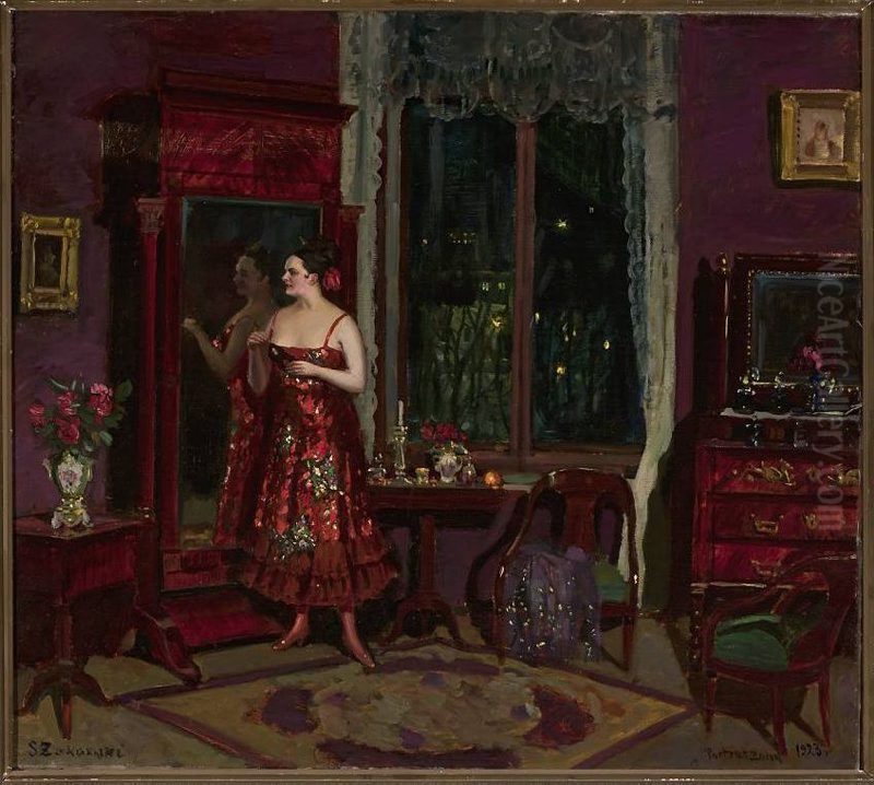 Before the masquerade Oil Painting by Stanislaw Zukowski