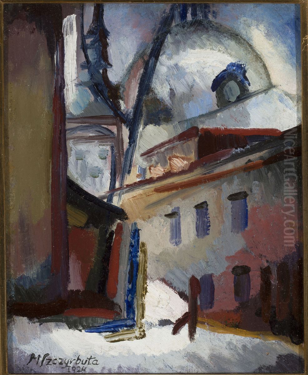 Architecture of a small town Oil Painting by Marian Szczyrbula