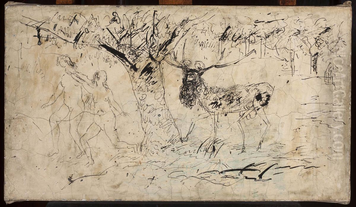 Scene in Paradise Oil Painting by Tadeusz Makowski