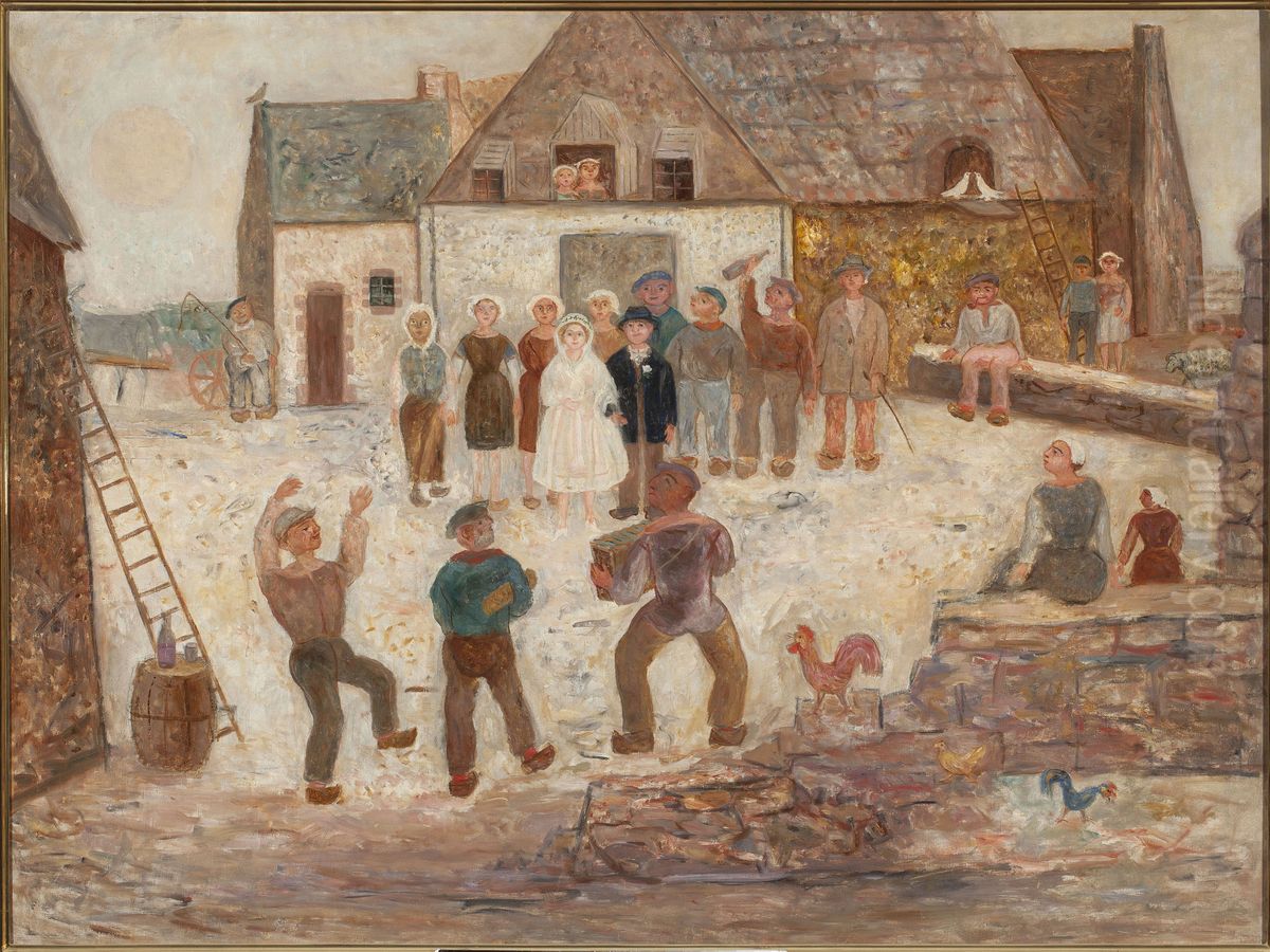 Wedding in a village Oil Painting by Tadeusz Makowski