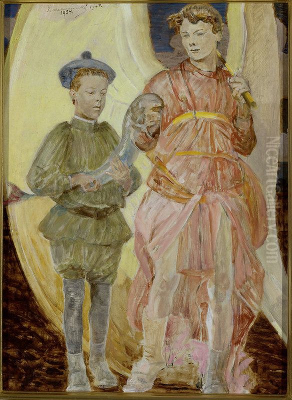 Tobias and the angel Oil Painting by Jacek Malczewski