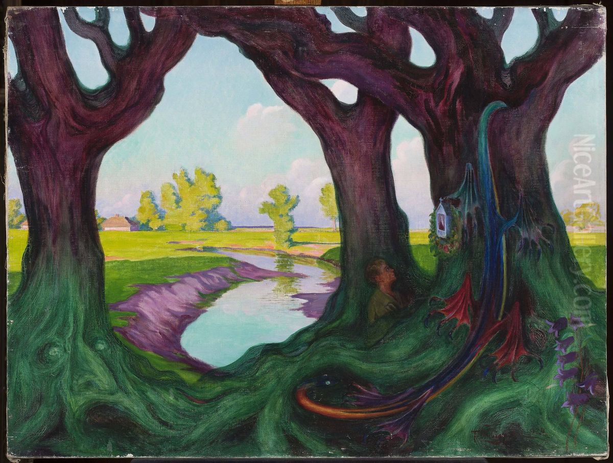 Small altar Oil Painting by Franciszek Lubienski