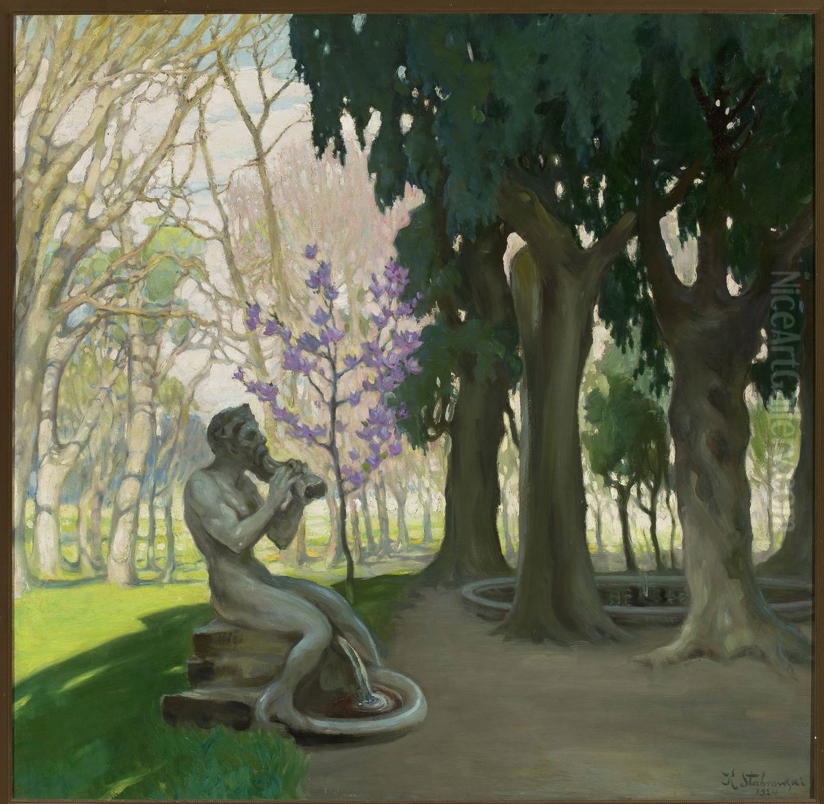 Faun - Villa Borghese Oil Painting by Kazimierz Stabrowski