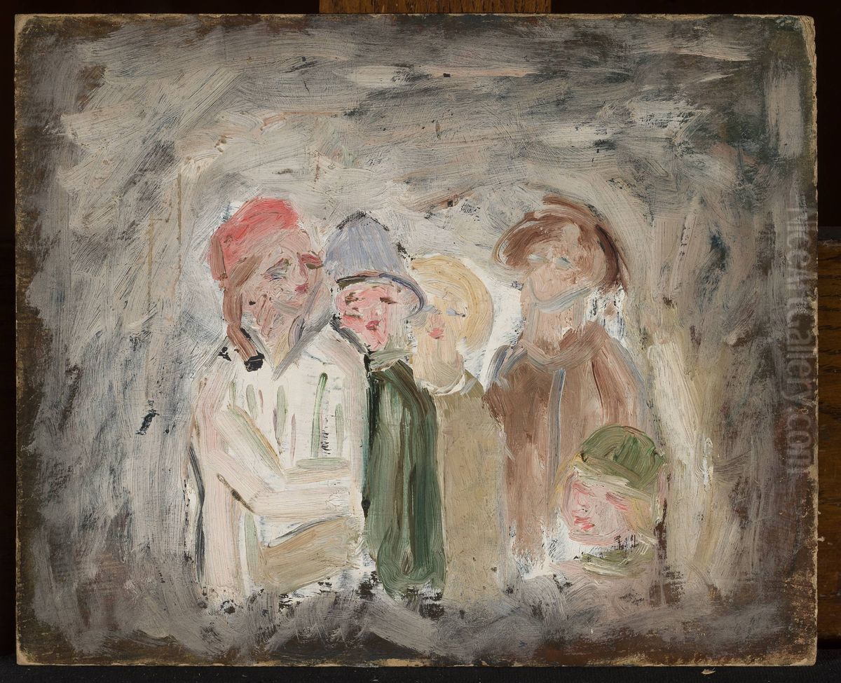 Five children Oil Painting by Tadeusz Makowski
