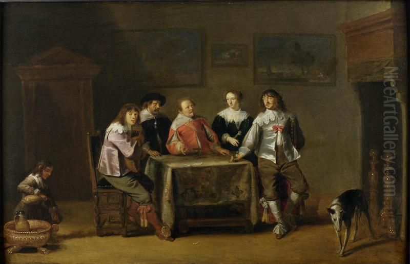 Scene d'interieur Oil Painting by Christoffel Jacobsz van der Laemen