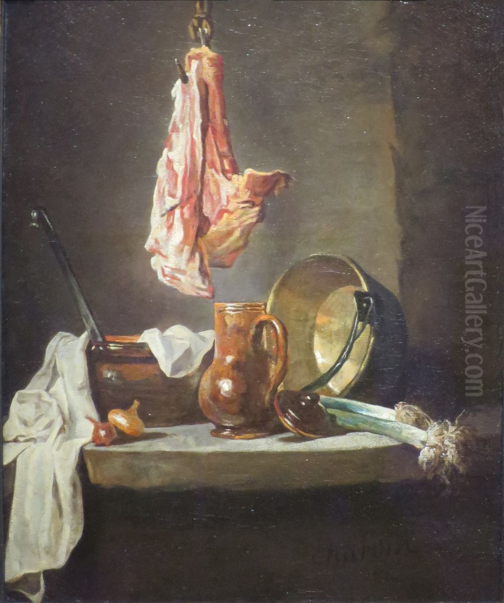 Still Life with Cooking Utensils Oil Painting by Jean-Baptiste-Simeon Chardin