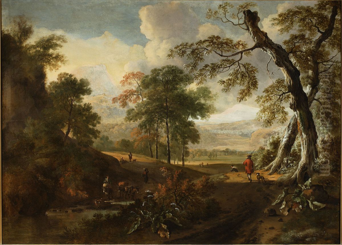 Krajobraz z droga Oil Painting by Jan Wijnants