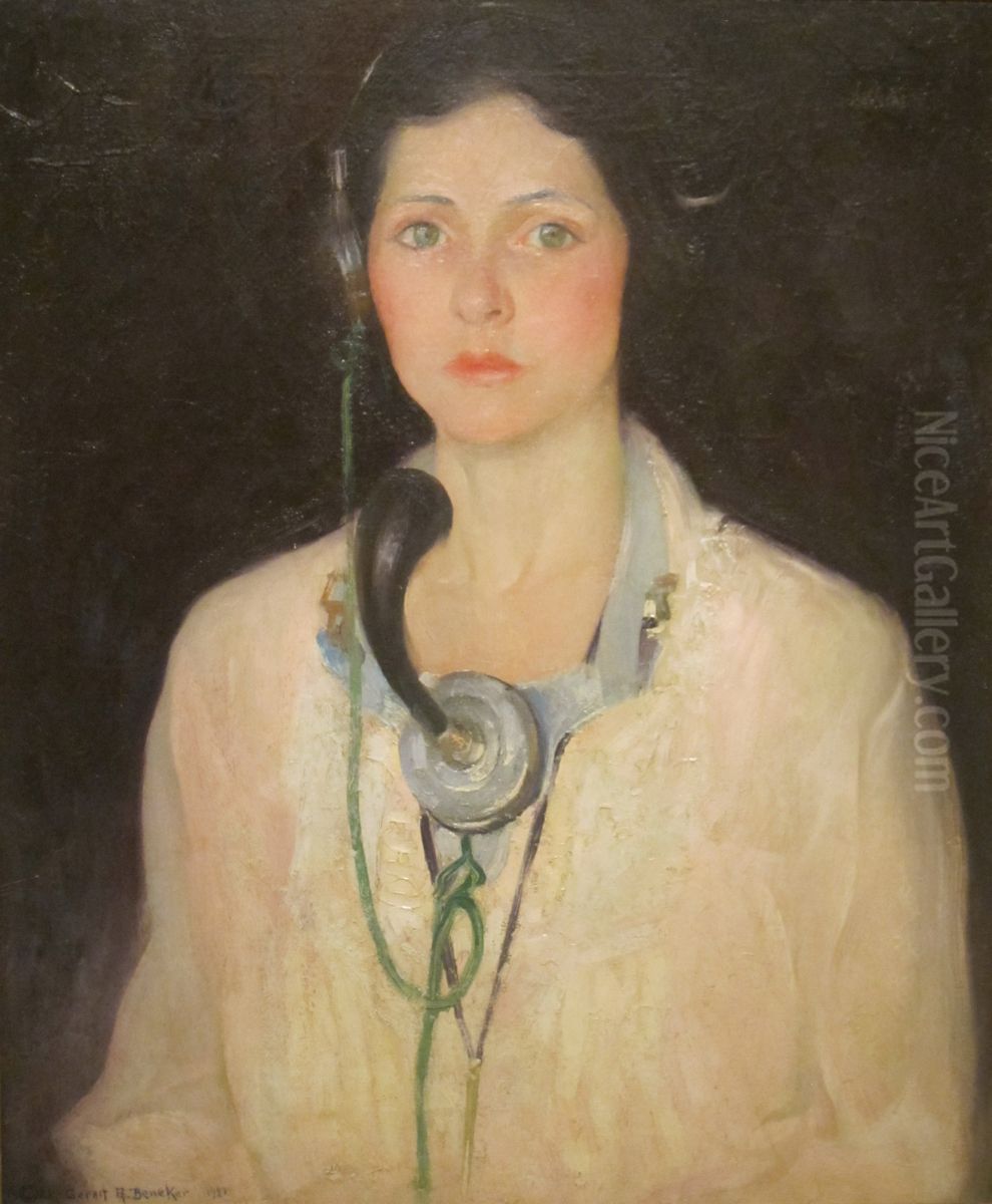 Telephone Operator (A Weaver of Public Thought) Oil Painting by Gerrit Beneker