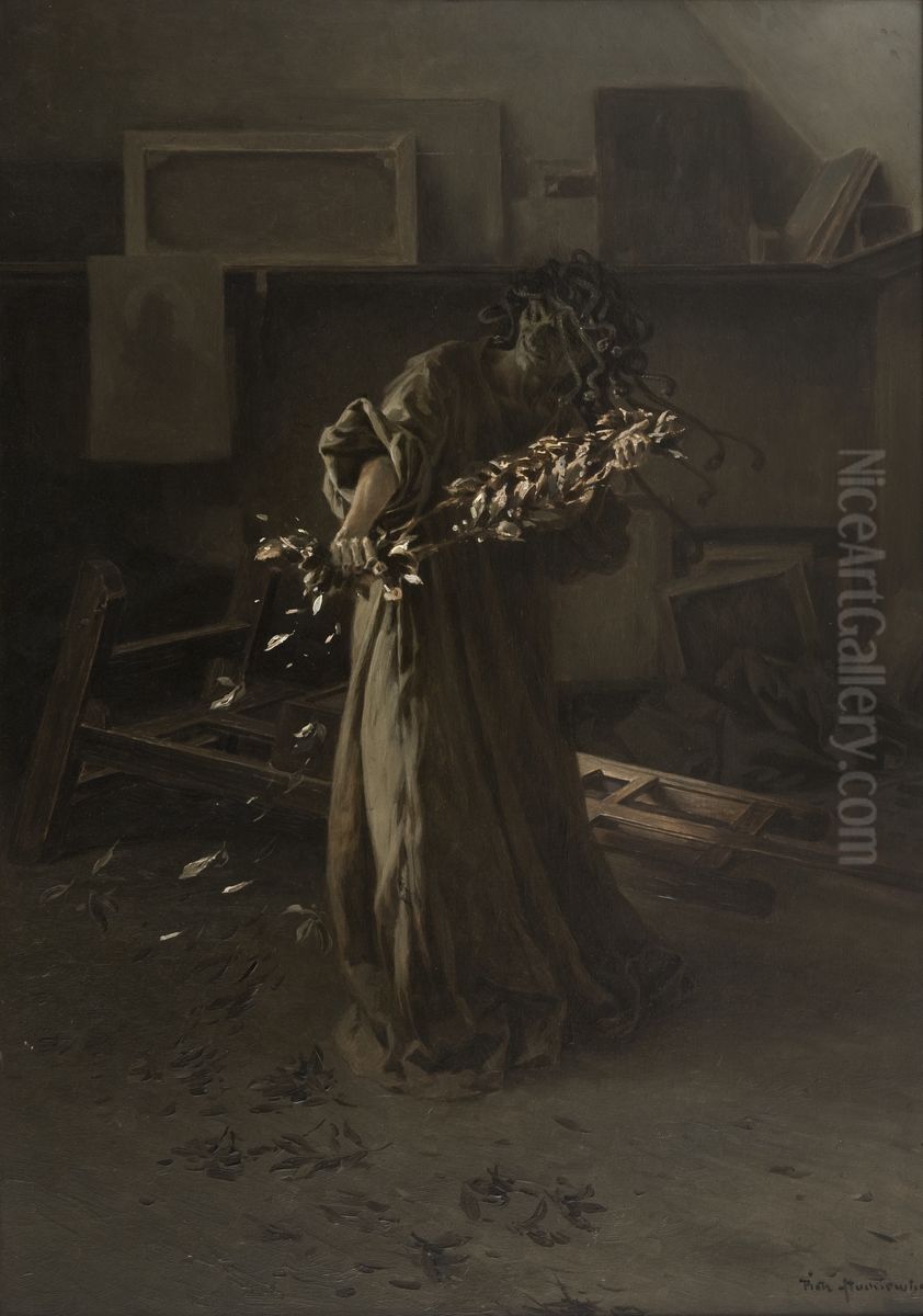 Phantoms in the Studio - Despair Oil Painting by Piotr Stachiewicz