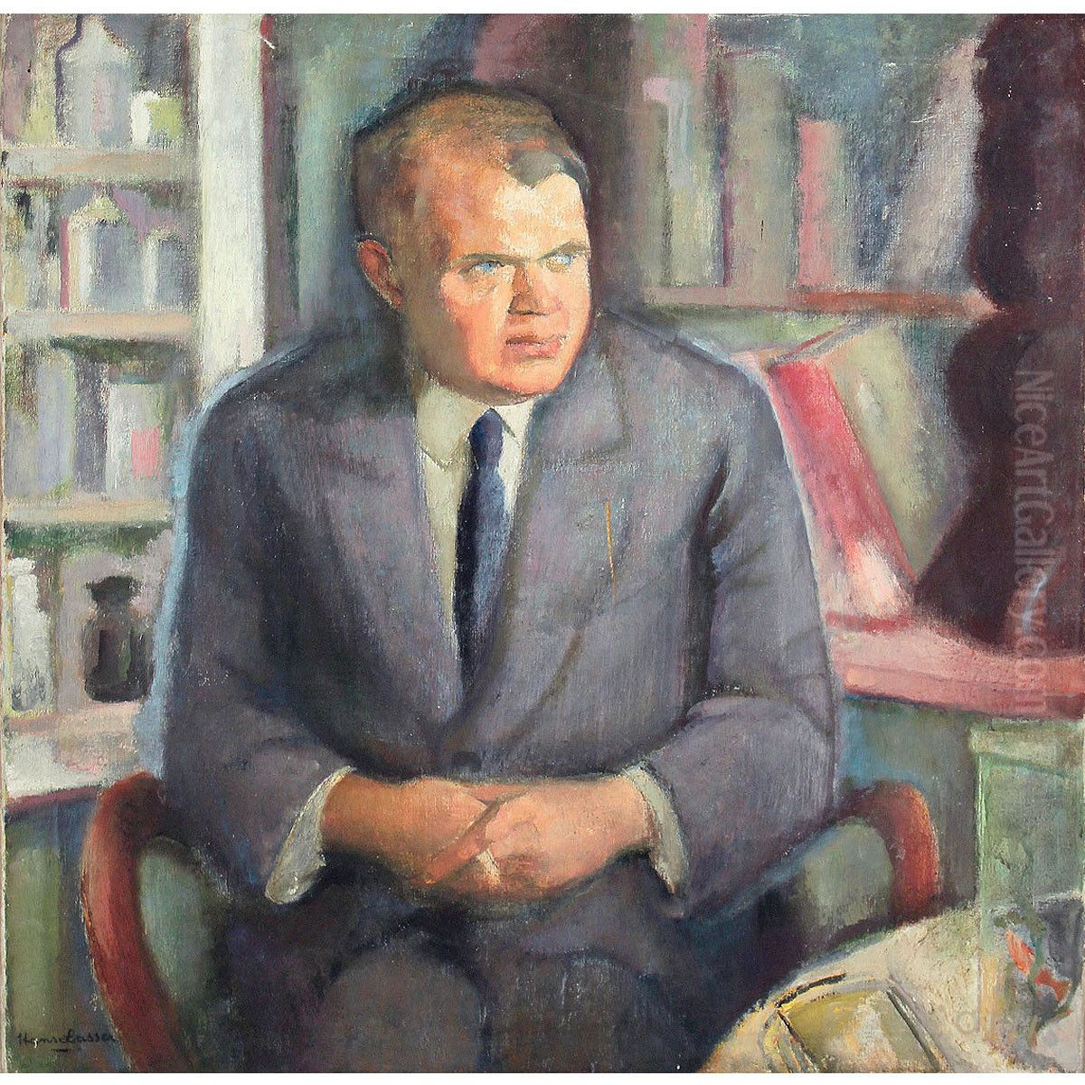 Herrenbildnis Oil Painting by Hans Lasser