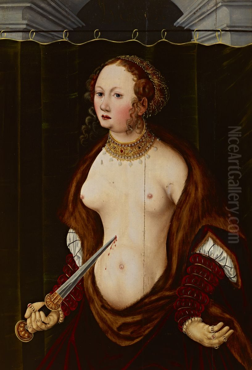 Lucretia Committing Suicide Oil Painting by unknown