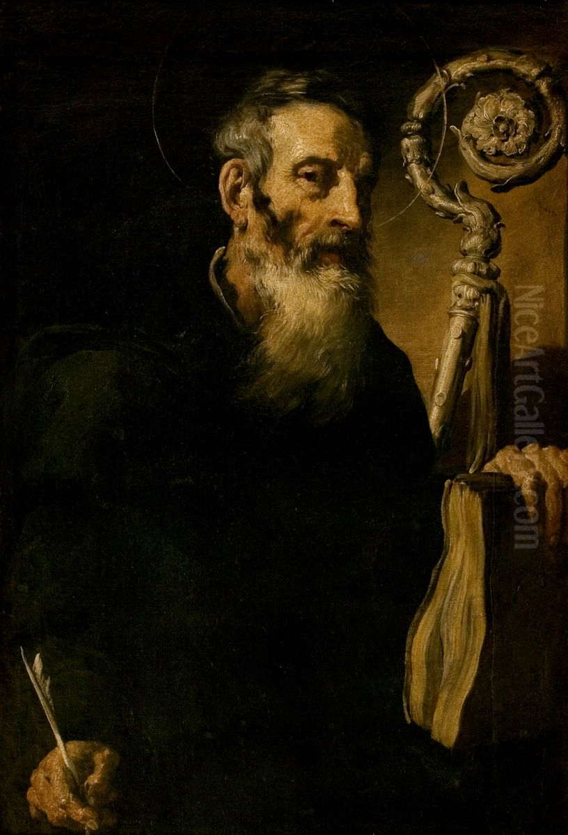 Unknown Saint Abbot (Saint Benedict?) Oil Painting by Domenico Fetti