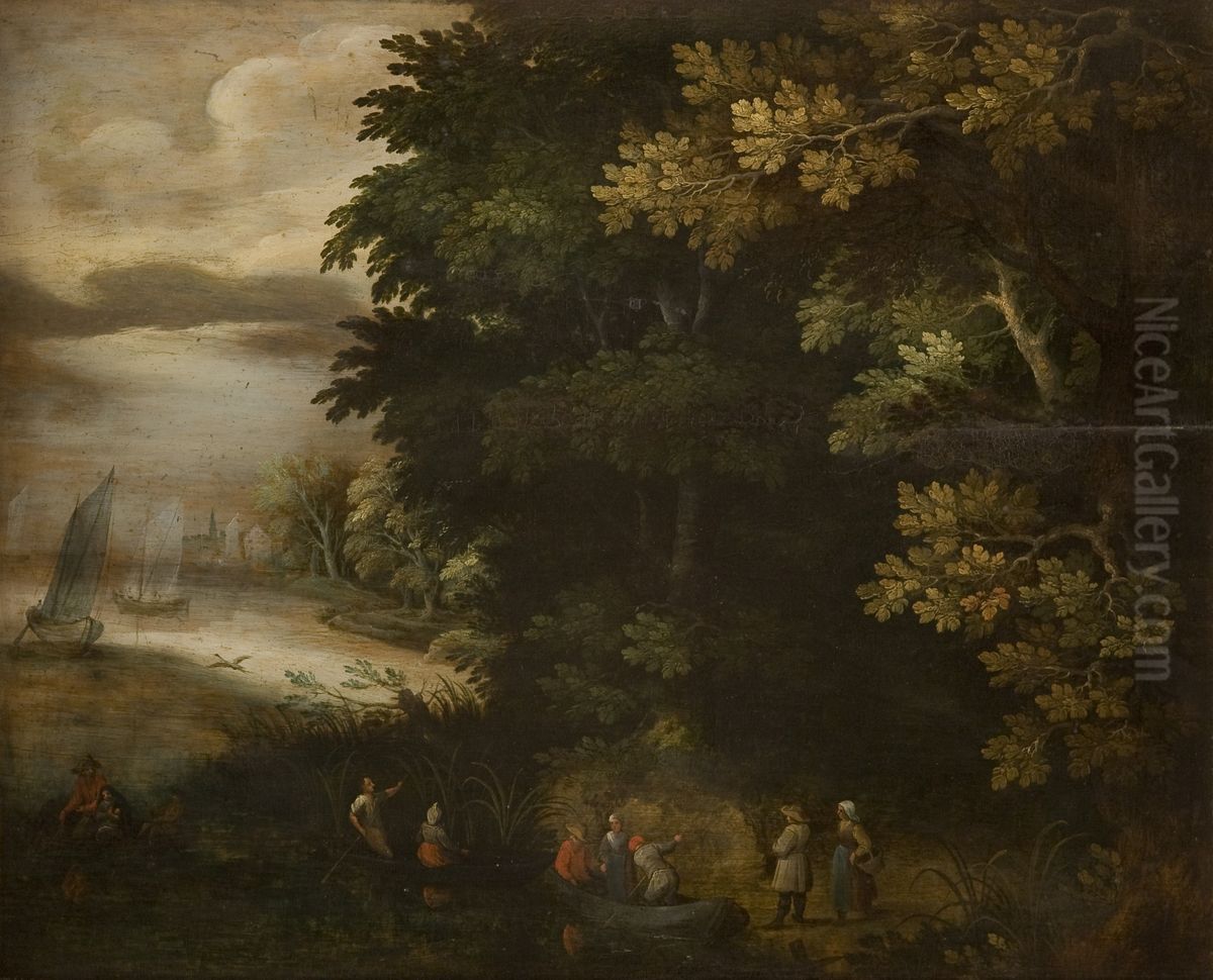 Krajobraz z ucieczka do Egiptu Oil Painting by unknown