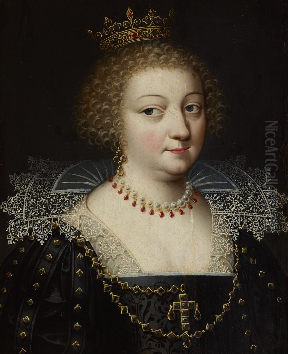 Portrait of Queen Anne of Austria (1601-1666)? Oil Painting by Daniel Dumonstier