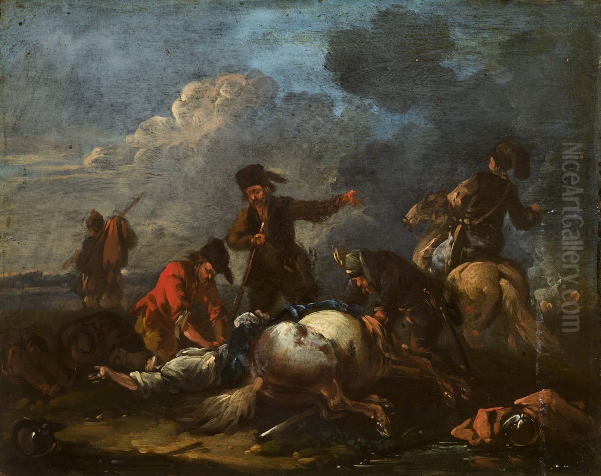 Robber Oil Painting by August Querfurt