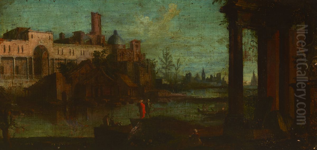 Architectural Landscape Oil Painting by unknown