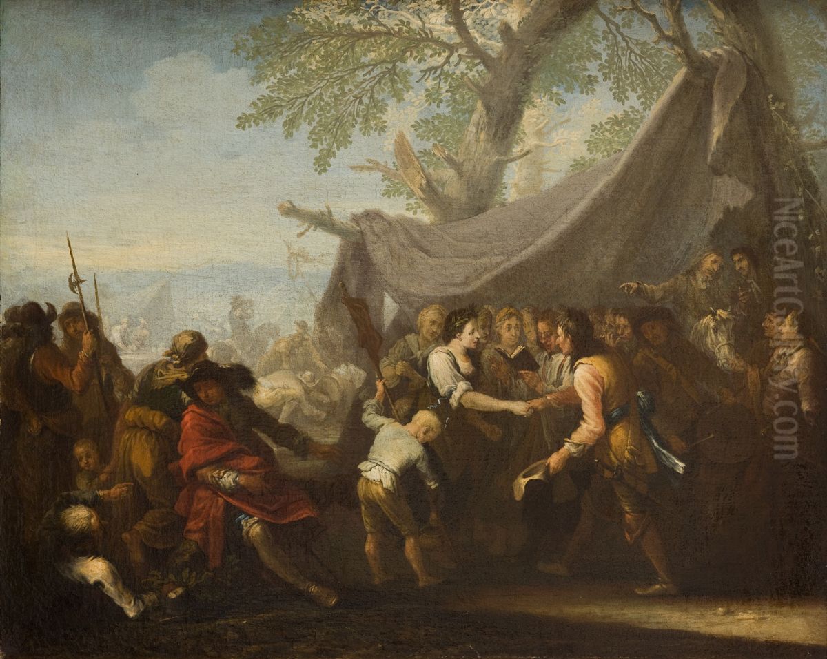 Event at a Military Camp (Wedding at a Military Camp) Oil Painting by Rugendas, Georg Philipp I