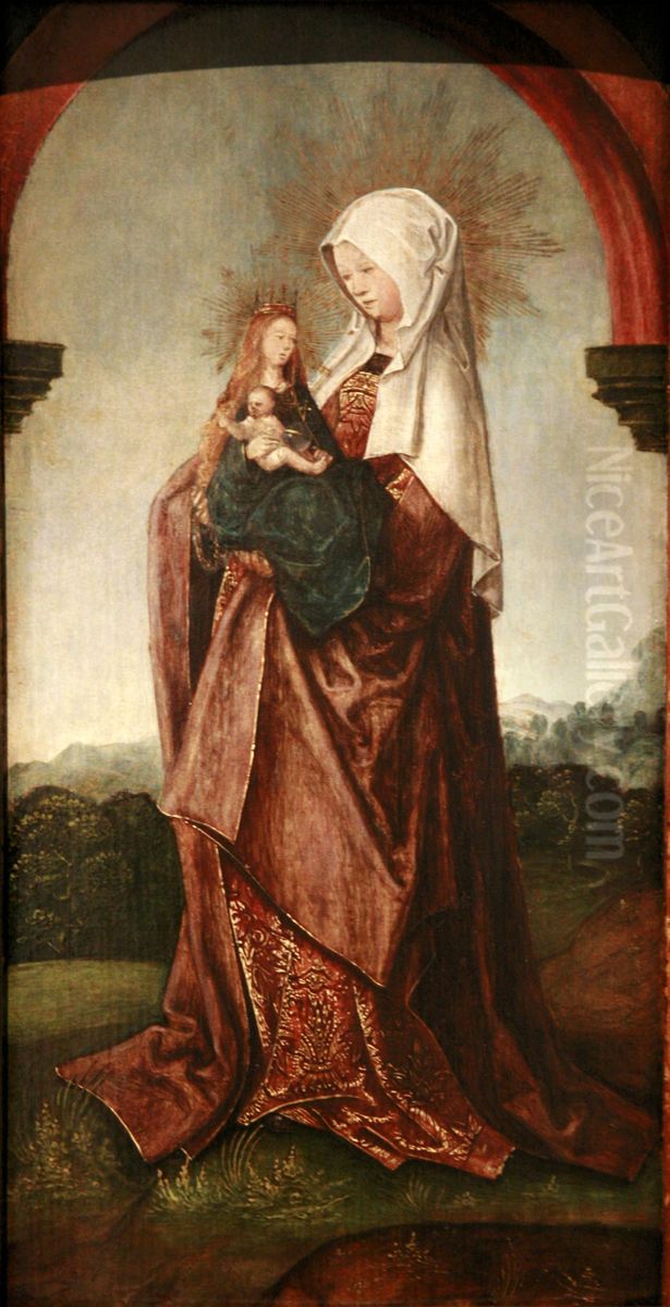 Saint Ann carrying the Virgin and Child Oil Painting by Master of the Berlin Sketchbook