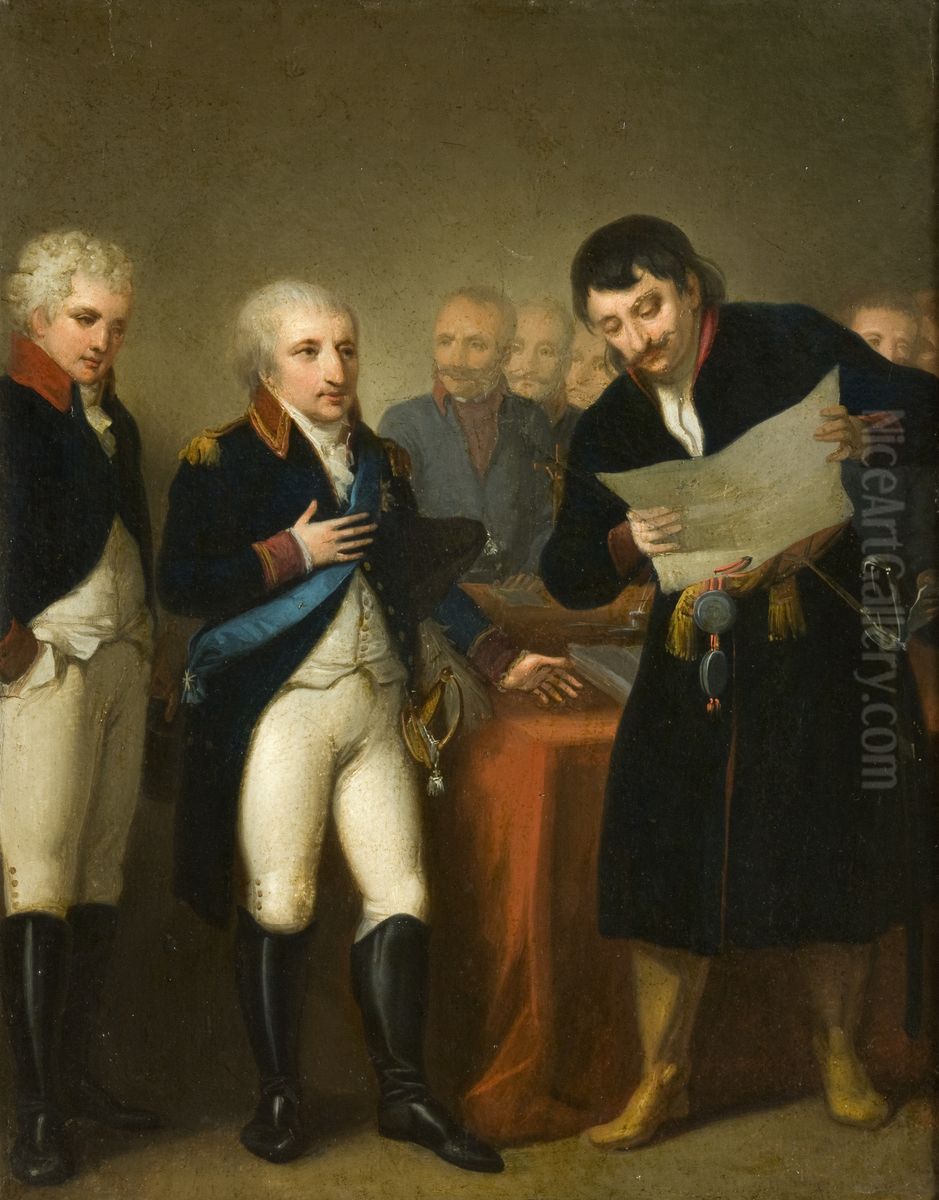 Oddanie Krakowa Prusakom Oil Painting by Michal Stachowicz