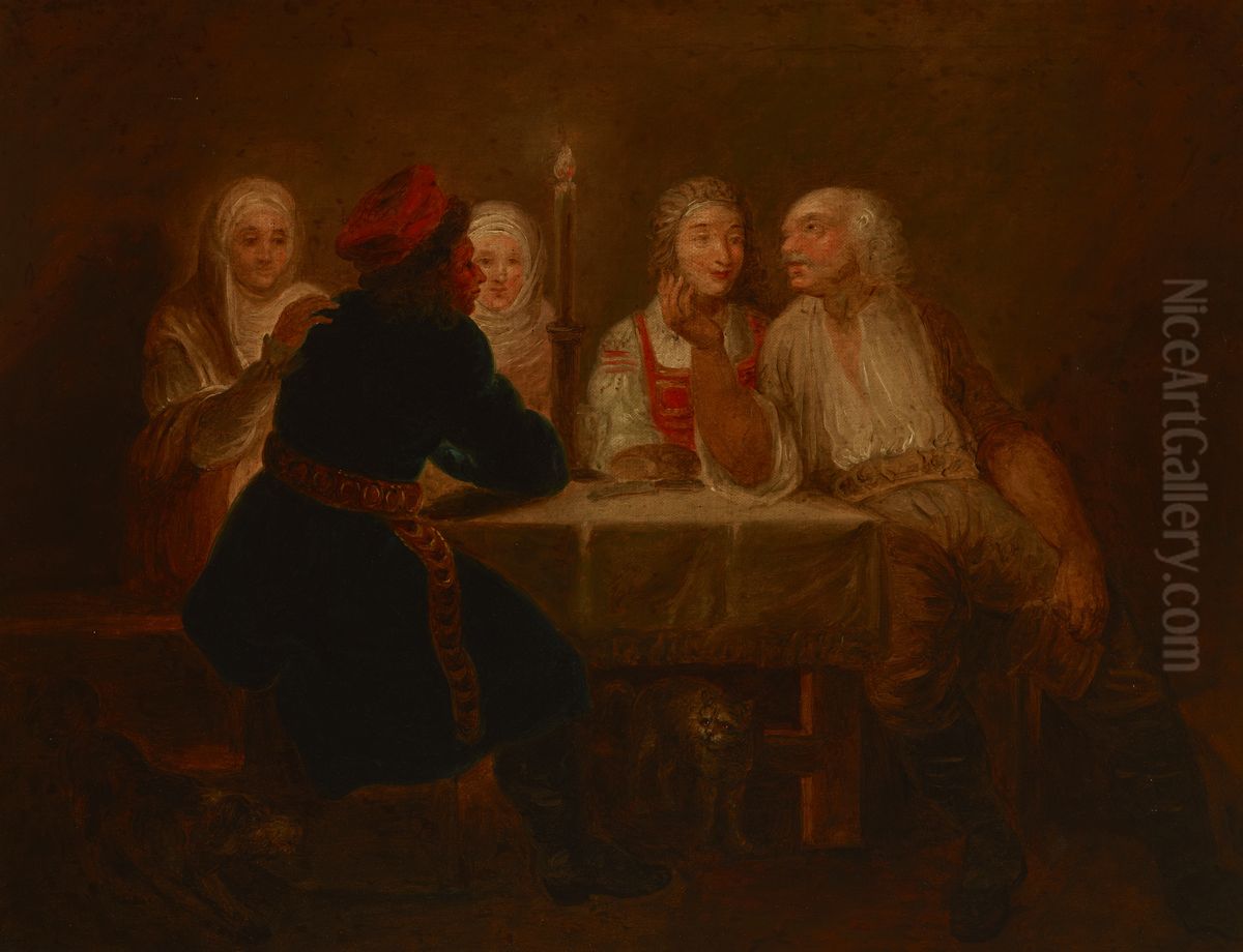 Chlopi w karczmie Oil Painting by Franciszek Smuglewicz