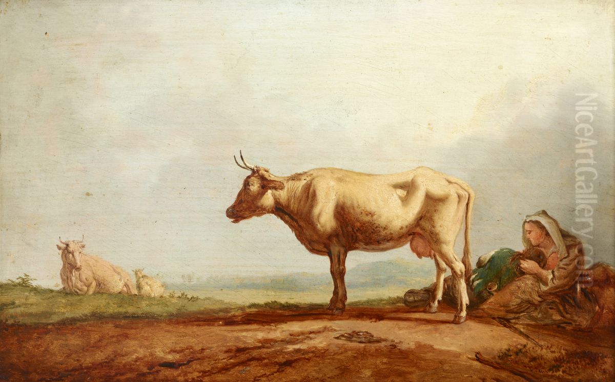 Cows at Pasture Oil Painting by Jacob van Strij