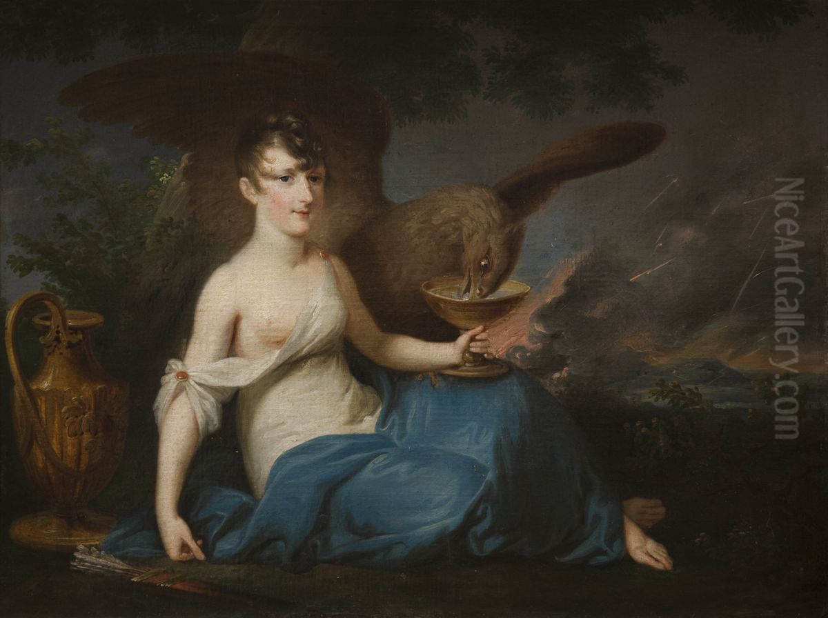 Portrait of Teofila Radziwill as Hebe Oil Painting by Jozef Peszka