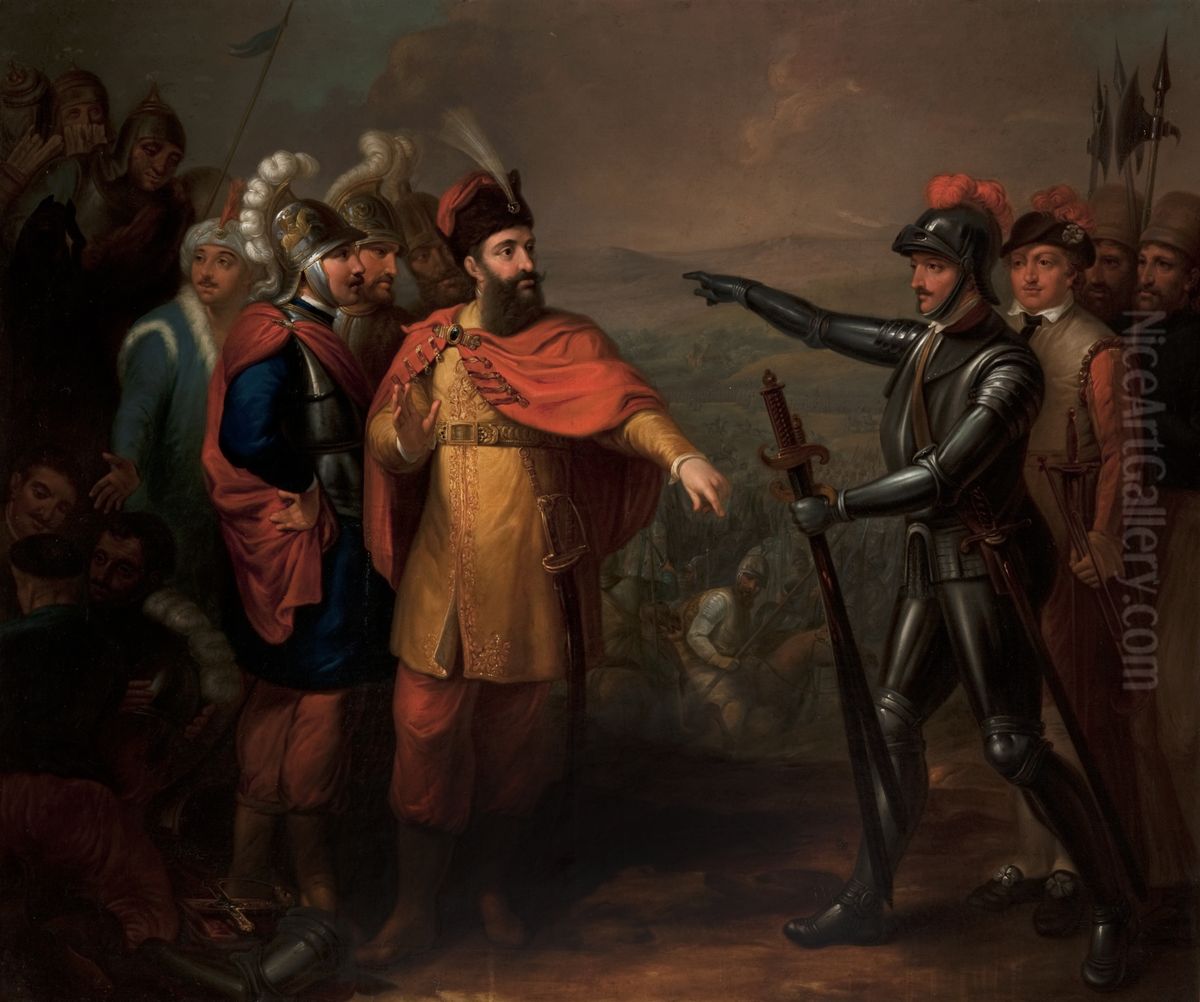 King Jagiello and the Teutonic Knights Oil Painting by Jozef Peszka