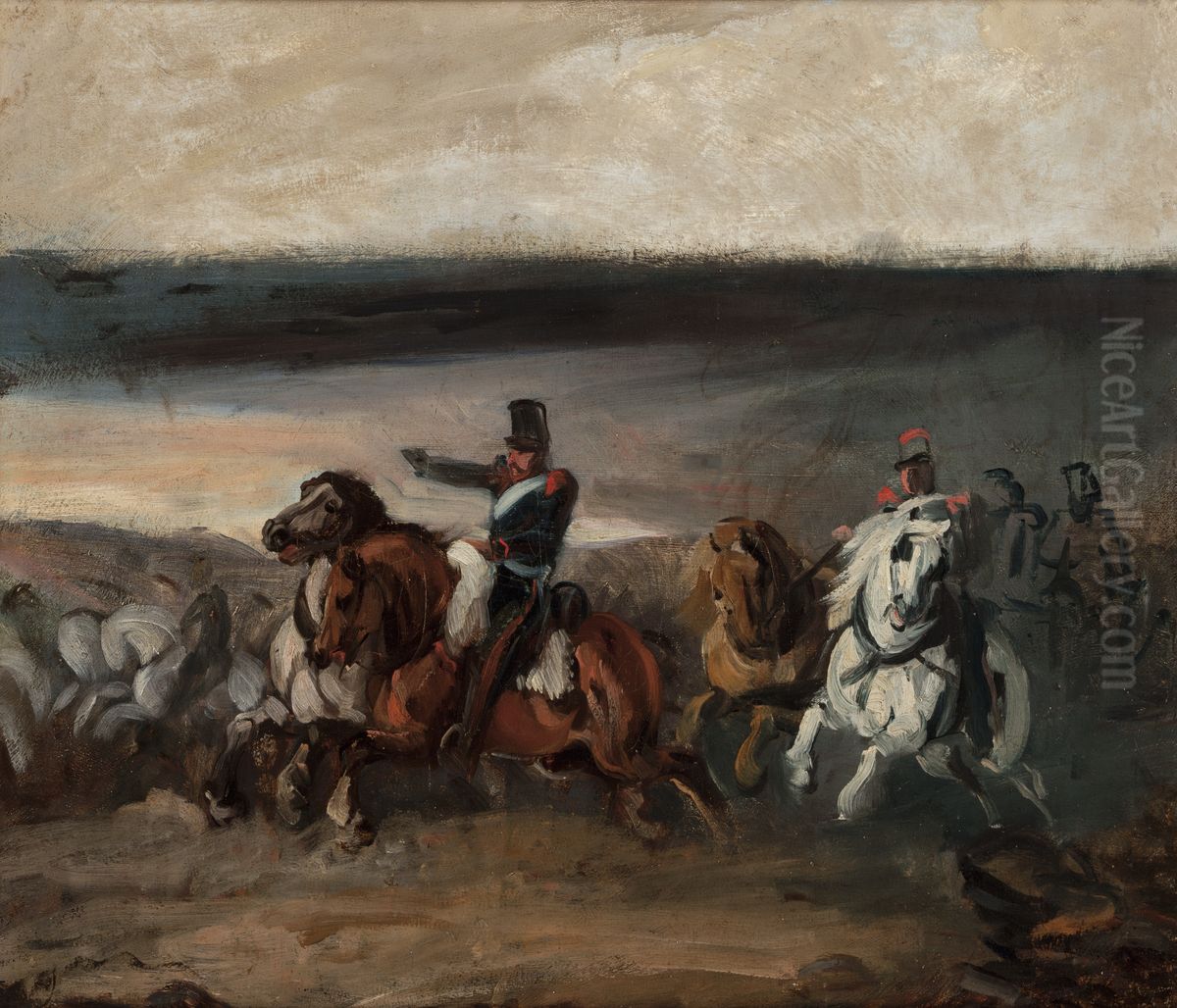 Atak francuskiej artylerii Oil Painting by Piotr Michalowski