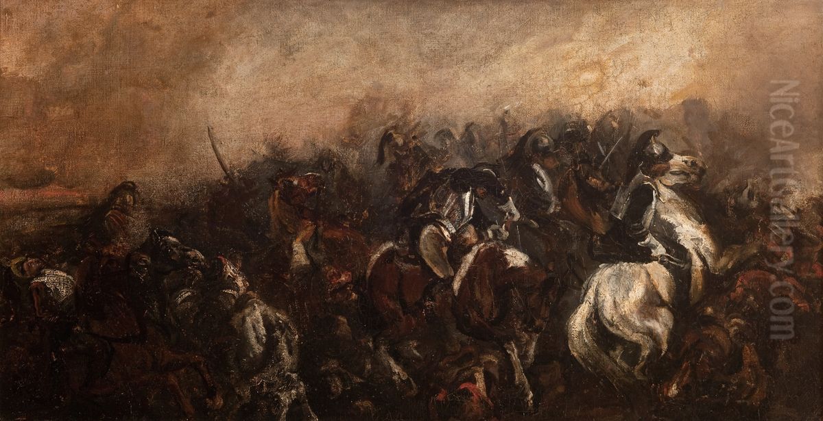The Battle of Mozhaisk Oil Painting by Piotr Michalowski