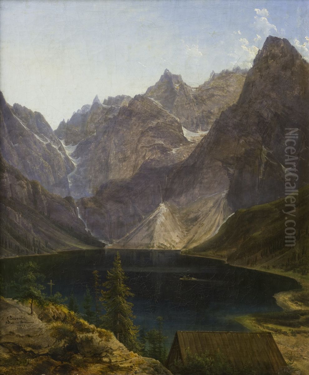 The Morskie Oko Lake in the Tatra Mountains Oil Painting by Jan Nepomucen Glowacki