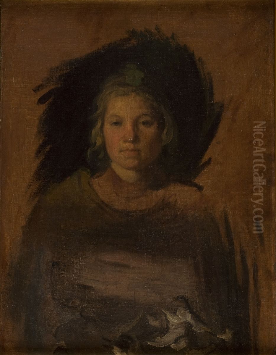 Peasant Girl Oil Painting by Piotr Michalowski