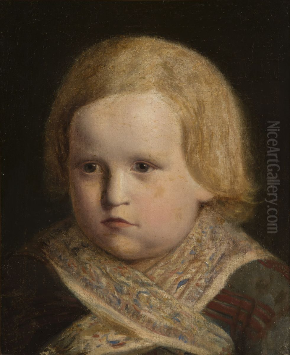 Portrait of a Little Boy Oil Painting by Jan Matejko